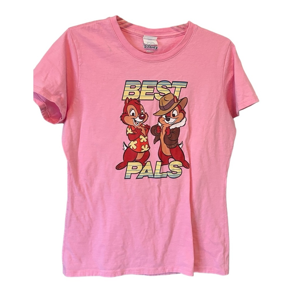 Disney Chip 'n Dale Women's Best Pal Tee Shirt Sz MED Pink Relaxed 100% Cotton